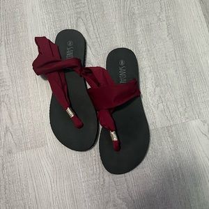 Maroon sandals.  Never been worn